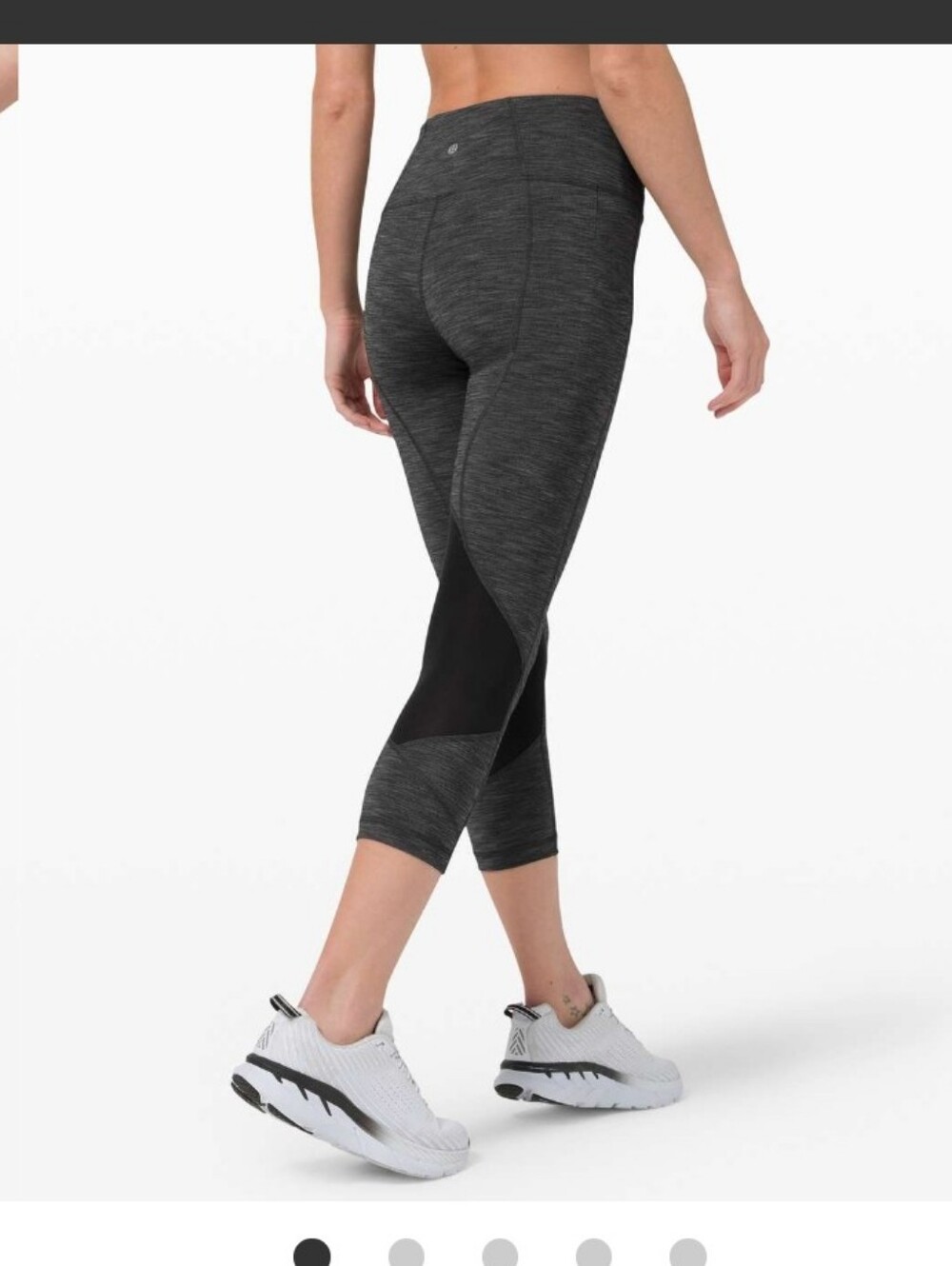 lululemon athletica Heathered Black Mid-Rise Crop Leggings with Black Mesh